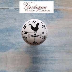 Animals And Wildlife Theme: White furniture Ceramic Knob Crowing Rooster 35mm Dia
