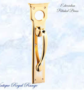 Vintage Furniture Handles Pull: Polished Brass Edwardian Cylinder hole door handle 255mm H