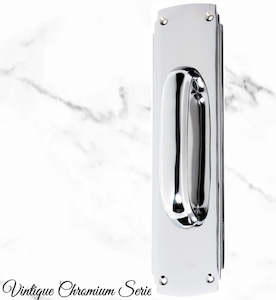Chrome Art Deco Pull handle w/backplate 240x60mm