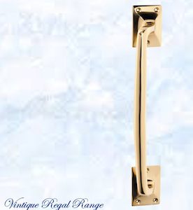 Vintage Furniture Handles Pull: Polished Brass Traditional Offset Door handle 305 x 42mm