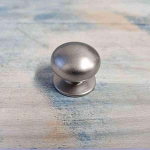 Vintage Furniture Handles Pull: Heavy satin Nickel orb cabinet Knobs (set of 6) 29mm dia