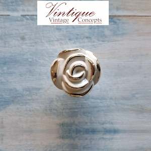Childrens Rooms: White & silver Alloy ROSE cabinet Knob 35mm dia