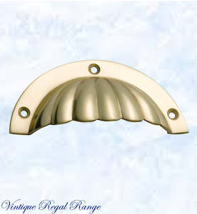 Vintage Cup Furniture Handles: Regal Polished Brass Scallop Cup Drawer pull