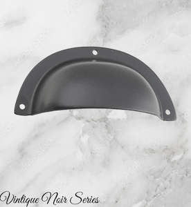 Vintage Cup Furniture Handles: Noir series Matt Black Classico smooth Cup Drawer pull