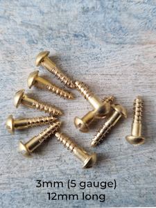 Screws Nails Wall Plugs Etc: Round head Slot Solid Brass wood screws 12mm  m2 (pkt 10)