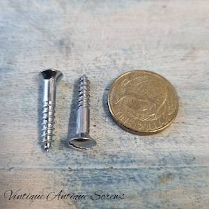 Screws Nails Wall Plugs Etc: Antique Chrome Plated Brass Round head wood screws 1''(25.4mm) 8 gauge (pkt15)