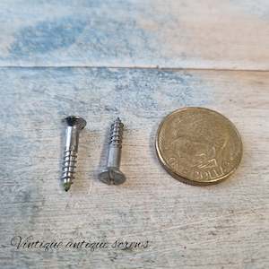Screws Nails Wall Plugs Etc: Antique Chrome plated Brass wood screws 3/4''(19.05mm) 6 gauge (pkt20)
