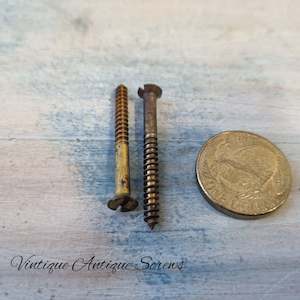 Antique Solid Brass Flat head wood screws 1-1/2''(38mm) 6 gauge (pkt10)