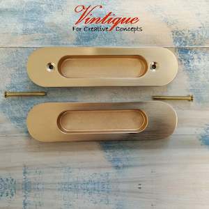 Milano Flush Pull door handle double sided Satin Gold 147mm x 39mm