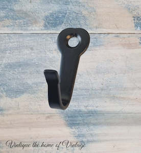 Heavy duty black steel robe hook 41mm high