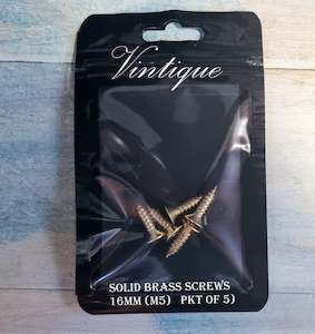 Furniture Hardware Assorted Items: Solid Brass wood screws 16mm (packet of 5)