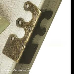 Vintage Metal Furniture Hardware Decorative Embelleshments: Sandringham Long Bronze box corner 48mm high