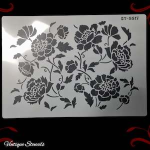 Bunch of of Roses Vintage furniture paint stencil (A4 Size)