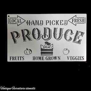 Country themed furniture paint stencil-PRODUCE 250mm x 150mm