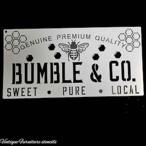 Country themed furniture paint stencil-Bumble honey 300mm x 150mm