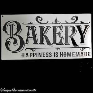 Country themed furniture paint stencil-BAKERY 300mm x 150mm