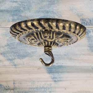 Vintage Coat Hooks: Chateau Atq Gold Ceiling Rose Hook- for hanging lights, planters etc