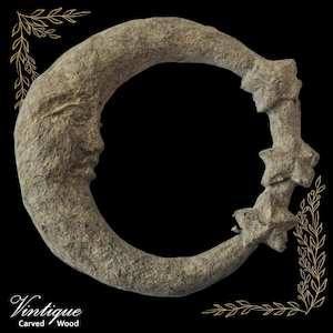 Wood Carved Appliques And Onlays: paper mache sun face and stars 105mm dia Applique