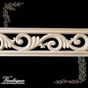 Carved Wood Moldings Trims And Dado Strips: Victorian Swirl "cut-through" carved wood border trim moulding 80mm wide