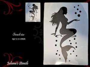 Childrens Themed Wall Furniture Painting Stencils: Large Mermaid Childrens Furniture Paint Stencil A4 size