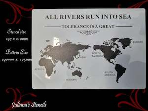 World map furniture paint stencil (A4 Size)