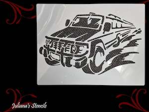 Childrens Themed Wall Furniture Painting Stencils: Racing Ute Truck Furniture & wall Paint Stencil 297 x 210mm
