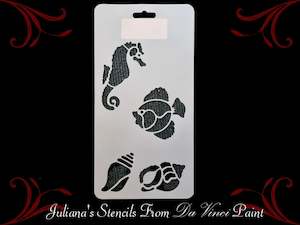 Childrens Themed Wall Furniture Painting Stencils: Seahorse, Fish, seashells furniture paint stencil 305mm x 150mm