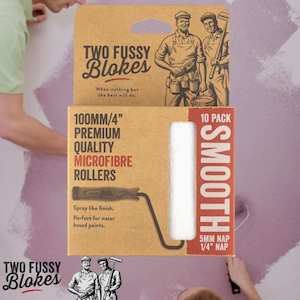 100mm Microfibre Paint Mini-Roller Sleeve 10 Pack -Smooth 5mm Nap From Two Fussy Blokes