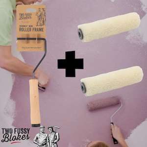 Paint Rollers Handle Trays Sleeves Kits: 100mm Mini-Roller Mohair 2x Sleeves & Handle From Two Fussy Blokes
