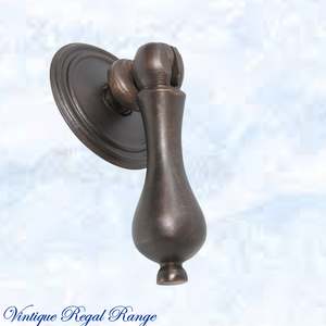 Vintage Metal Hardware: Edwardian Teardrop Antiqued Brass Cabinet / Drawer Handle (50mm teardrop)
