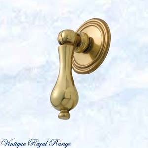 Vintage Metal Hardware: Edwardian Teardrop Brass Cabinet / Drawer Handle (50mm teardrop)