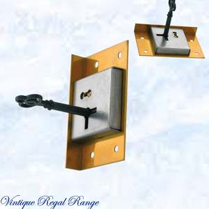 Vintage Metal Hardware: Antique polished brass Drawer Lock & Key 76W x 48mmH