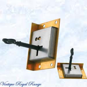 Antique polished brass Drawer Lock & Key 63W x 48mmH