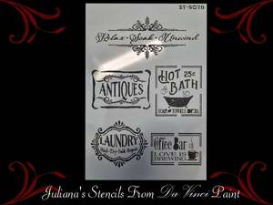 Furniture Wall Painting Stencils: Relax-Soak-Unwind vintage furniture painting stencil (A4 Size)