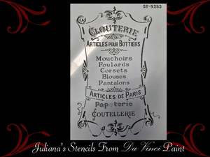 Furniture Wall Painting Stencils: Clouterie Article de paris furniture French painting stencil (A4 Size)