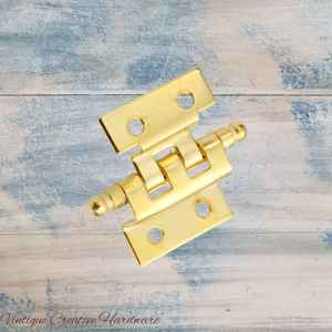 Vintage Metal Hardware: offset Jewelry Box butt hinge-Anodised Gold 40mm barrel