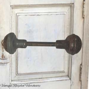 Antique round door handle Knobs (pair) Preloved with spindle