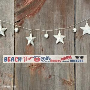 Rustic Pallet Signs For Your Garden Deck Bbq Area Or Beach: Pallet Wood Beach House sign BEACH BAR 87cm x 10cm