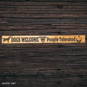 Pallet Wood outdoor Sign dogs welcome 87cm x 10cm