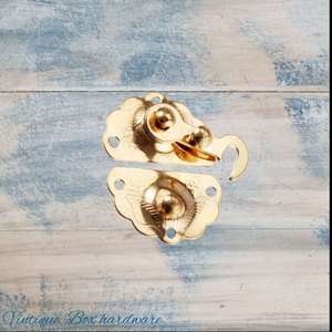 Vintage Metal Furniture Hardware Decorative Embelleshments: Isabella's Swing arm Gold Vintage Jewelry Box Latch 45mm x 35mm