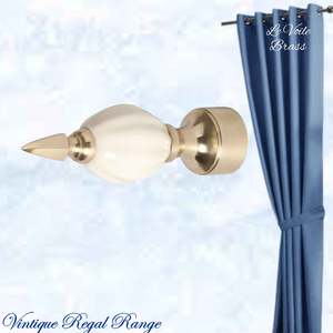 Le Voile Polished Brass / Porcelain Finial (fits 19mm Rod)