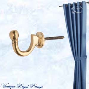 Le Voile Polished Brass acorn Tie back hook 45mm