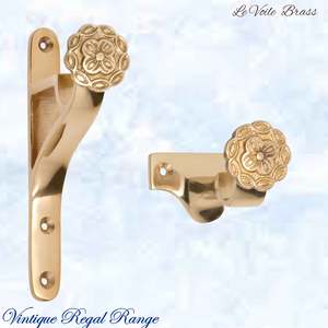 Vintage Metal Hardware: Le Voile Curtain /Drape Brackets Polished Brass (Centre & End)