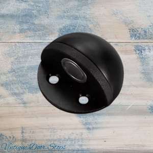 Black Stainless Steel Oval Floor Magnetic Rubber Door Stop-NEW
