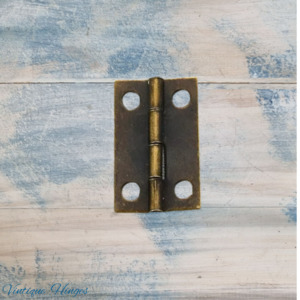 Vintage Metal Hardware: Small antique Bronze finish Butt Hinge 25mm x 16mm - square Corner