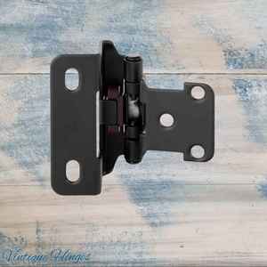 Vintage Metal Hardware: Self-Closing Overlay Hinges -Concealed Black 57mm x28mm for cabinets-NEW