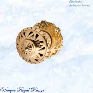 Vintage Metal Hardware: Polished Brass Gloucester Ornate Centre Knob 66mm Backplate