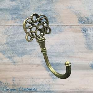 Vintage Metal Hardware: Antique Look Regina crown Robe hook, cup hook & more 30mm long