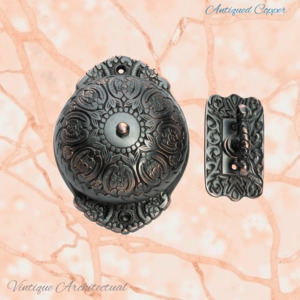 Antiqued Copper finished brass Regal manual Turn door bell 92mm dia bell