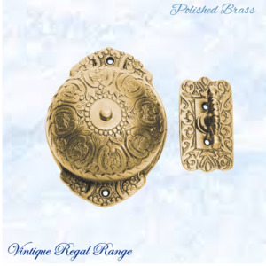 New Collection: Polished Brass Regal manual Turn door bell 92mm dia bell